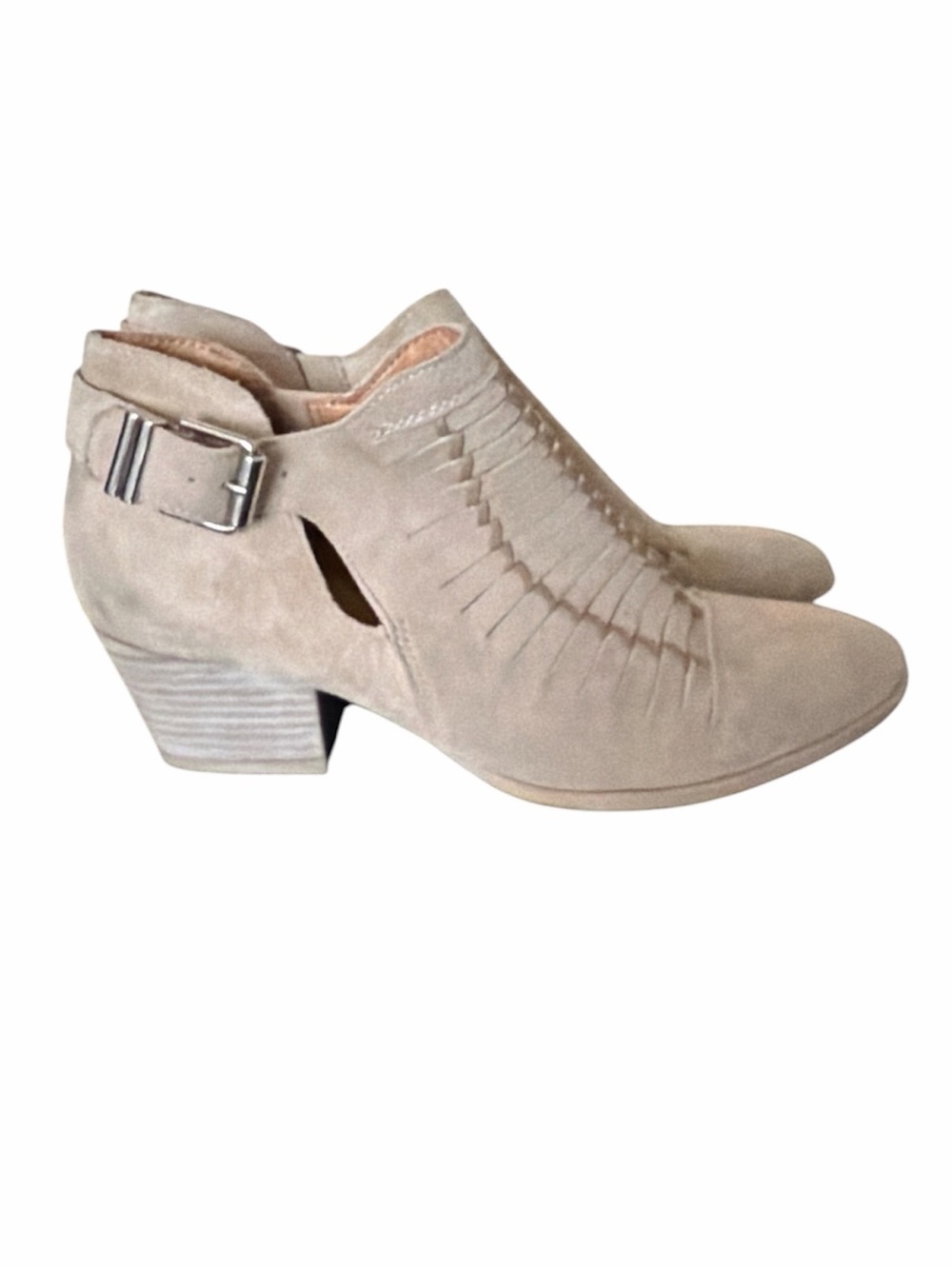 Franco Sarto Great Seppia Suede Ankle Boots Sz 6 Tan Beige Western Festival Boho